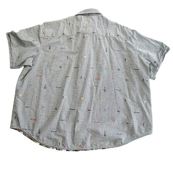 Robert Graham Short Sleeve Check, Cars, Booze, Cigar Button Down Men's Sz 3XL - Picture 2 of 11